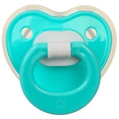 Соска - пустышка ортодонтическая, силикон, +0 мес, с колпачком, цвет бирюзовый/голубой