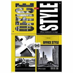 Тетрадь A4, 96 листов в клетку "Office Style", обложка мелованный картон, выборочный матовый лак, блок 65 г/м2, 3В микс