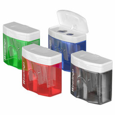 Комплект 24 шт, Точилка пластиковая Berlingo "Perfect XL" 2 отверстия, контейнер, ассорти