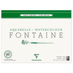 Альбом для акварели, 25л, 30*40, на склейке Clairefontaine "Fontaine Grain torchon", 300г/м2, холод. пресс, крупное зерно
