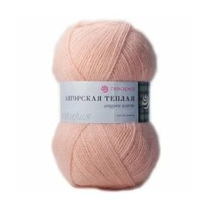 Пряжа пехорка Ангорская теплая - персик (265), 100 г / 480 м (40% шерсть, 60% акрил) - 3 мотка