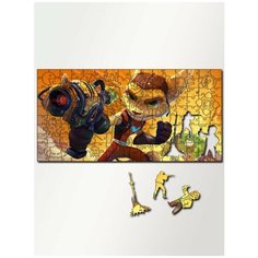Пазл деревянный 230 деталей 46х23 см игры Ratchet & Clank Рэтчет и Кланк, платформер, Рэтчет, Кланк, робот - 4025 Creative Wood