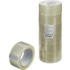 Клейкая лента упаковочная 48мм х 100м, прозрачный, 43мкм, 6 шт/уп Noname