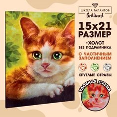 Алмазная мозаика с частичным заполнением «Котёнок», 15 х 21 см. Набор для творчества Школа талантов