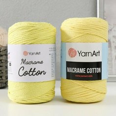 Пряжа "Macrame Cotton" 20% полиэстер, 80% хлопок 225м/250гр (754 св. жёлтый) микс Yarn Art