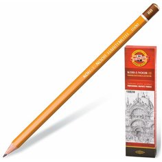 Карандаш чернографитный KOH-I-NOOR 1500, 1 шт, 8B, корпус желтый, заточенный, 150008B01170RU В комплекте: 12шт.