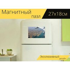 Магнитный пазл "Взлёт, вид с высоты, абудаби" на холодильник 27 x 18 см. Lots Prints
