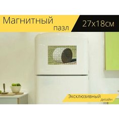 Магнитный пазл "Сено, тюк, трава" на холодильник 27 x 18 см. Lots Prints