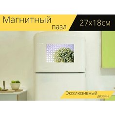 Магнитный пазл "Ландыш, белые цветки, весна" на холодильник 27 x 18 см. Lots Prints