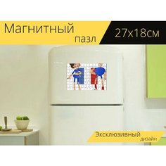 Магнитный пазл "Футбольный, футбол, игрок" на холодильник 27 x 18 см. Lots Prints