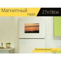 Магнитный пазл "Заход солнца, небеса, послесвечение" на холодильник 27 x 18 см. Lots Prints