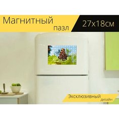 Магнитный пазл "Русалка kratkowiec, форма весенняя, бабочки дневные" на холодильник 27 x 18 см. Lots Prints