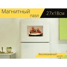 Магнитный пазл "Матрешки, женщины, статуэтки" на холодильник 27 x 18 см. Lots Prints