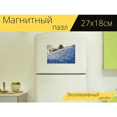 Магнитный пазл "Снег, снежный кристалл, кристалл" на холодильник 27 x 18 см. Lots Prints