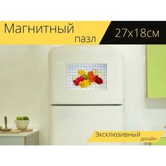 Магнитный пазл "Мармеладный мишка, красить, сладости" на холодильник 27 x 18 см. Lots Prints