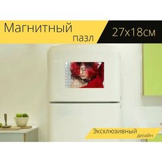 Магнитный пазл "Волосы, парикмахеры, резать" на холодильник 27 x 18 см. Lots Prints