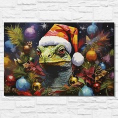 Картина по номерам на холсте животные рептилия (черепаха, новый год, рождество) - 12680 Г 60x40 Бруталити