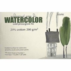 Альбом д/акварели Kroyter 120х170,16л,200г+хлопок, склей, тв. пWatercolor00180