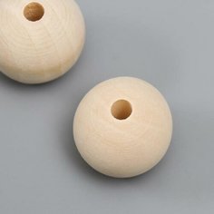 Бусины деревянные d=30 мм (набор 2 шт) без покрытия Noname