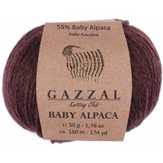 Пряжа Gazzal Baby Alpaca коричневый (46004), 55%беби альпака/45%шерсть мериноса супервош, 160м, 50г, 3шт