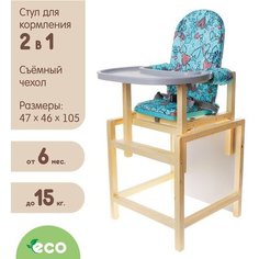 Вилт Стульчик для кормления «СТД-07», трансформер, цвет бирюзовый, рисунок микс