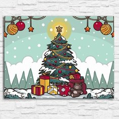 Картина по номерам на холсте новый год рождество (елка, подарки, зима, снег, эстетика) - 13111 40х30 Бруталити