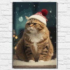 Картина по номерам на холсте новый год рождество (котики, милота, елка, гирлянда) - 13072 40х60 Бруталити