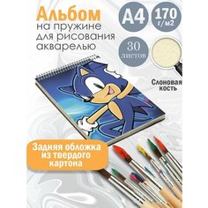 Альбом планшет для рисования акварелью мультфильм Соник Альбомы