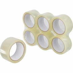 Клейкая лента упаковочная 48ммх66мх38мкм, прозрачная, 6 шт/уп Noname