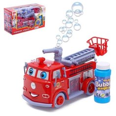 Машина «Пожарная служба» с мыльными пузырями, световые и звуковые эффекты, работает от батареек Noname