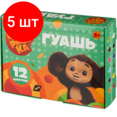 Комплект 5 наб, Гуашь Мульти-Пульти Чебурашка, набор 12 цветов, 17.5мл, картон, ГКЧБ_53008