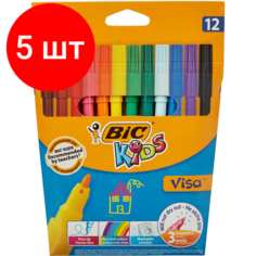 Комплект 5 упаковок, Фломастеры 12цв, Bic, 888695