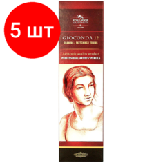 Комплект 5 штук, Карандаш цветной KOH-I-NOOR GIOCONDA SILKY HB черный матовый 8815002001KS