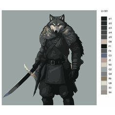 Картина по номерам,"Живопись по номерам",100 x 100, LI-181, волк воин