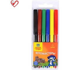 Фломастеры Мульти-Пульти "Енот в Италии", 06цв, смываемые, блистер, 4 штуки