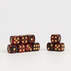 Набор кубиков игральных "Время игры", 10 шт, 1.6 х 1.6 см, красный мрамор