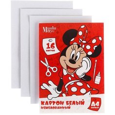 Картон белый немелованный, А4 16 л, Минни Маус Disney