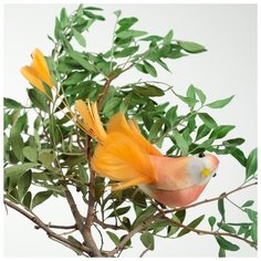 Птичка для декора и флористики, на проволоке, микс, пластиковая, 1шт, 8 х 8 см, 6 штук Noname