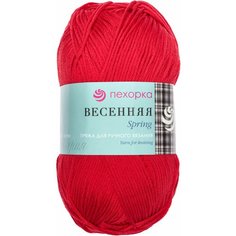 Пряжа Пехорка Весенняя красный (006), 100%мерсеризованный хлопок, 250м, 100г, 3шт