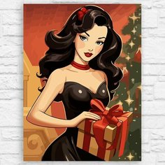 Картина по номерам на холсте новый год рождество (год дракона, девушка, пин-ап, эстетика) - 12749 40х30 Бруталити