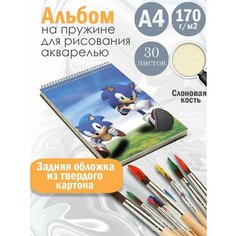 Альбом планшет для рисования акварелью мультфильм Соник Альбомы
