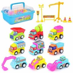 Набор машин "Строители" с аксессуарами, в коробке Kosmos