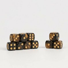 Набор кубиков игральных "Время игры", 10 шт, 1.6 х 1.6 см, золотой мрамор