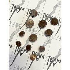 Пуговица металлическая на ножке с выгравированным узором на перламутре, 1 шт. Noname