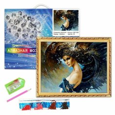 Алмазная Мозаика 30*40см (Холст на подрамнике, В Рамке, Полная выкладка, Стразы-камешки) Девушка (7092) Нет бренда