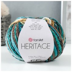 Пряжа "Heritage" 75% акрил, 25% шерсть 125м/50гр (337 изумруд-белый-бежевый), 1шт Yarn Art