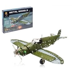 Конструктор металлический "Самолёт бомбардировщик", 258 деталей / подарок для мальчика / развивающая игрушка / игровой транспорт / модель Нет бренда