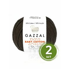 Пряжа Gazzal Baby Cotton XL (Беби Коттон XL) - 2 мотка Цвет: 3436 Коричневый 50% хлопок, 50% акрил, 50 г 105 м Yarn Art