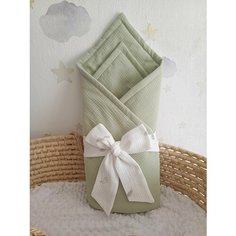 Конверт - одеяло муслиновый на выписку оливка Нет бренда