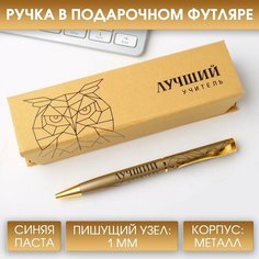 Ручка в футляре «Лучший учитель», металл, синяя паста, 1.0 мм Art Fox